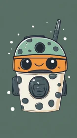 Cute stylized space droid rendered as flat vector illustration