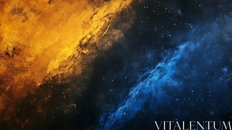 Dual diagonal nebula clouds in contrasting warm and cool tones.