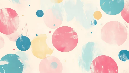 Pastel Abstract Circles Pattern with Soft Brush Texture.