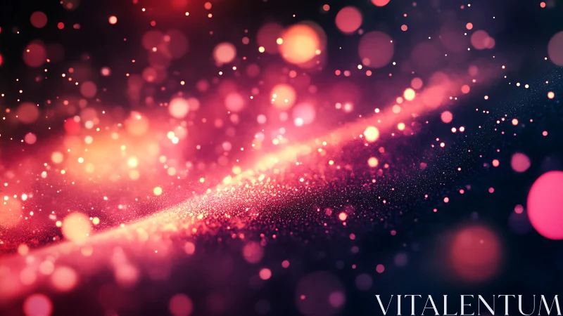 Bokeh particle wavefield in magenta and orange luminous spectrum.
