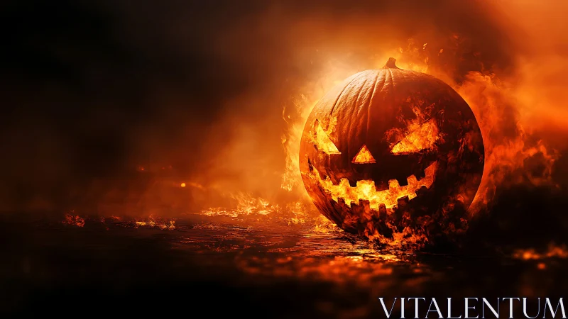 Fiery Jack-O'-Lantern: A Halloween Vision Ablaze.