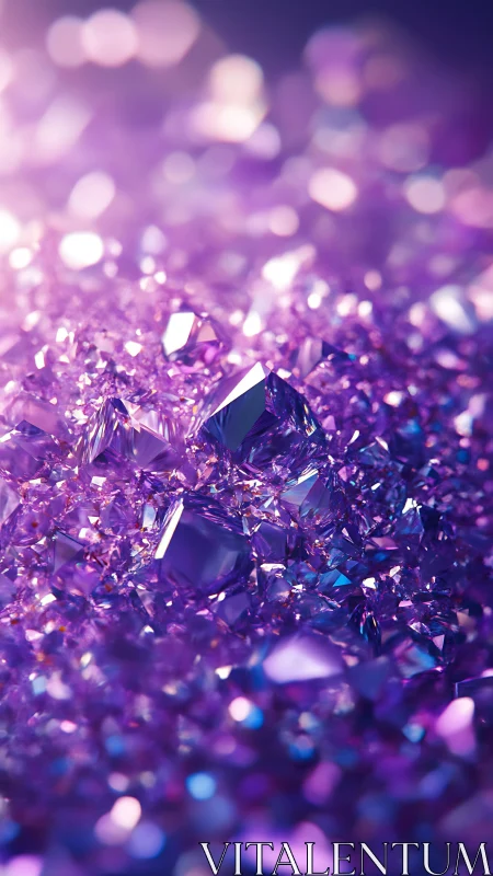 High-contrast macro array of violet crystals with shallow bokeh field
