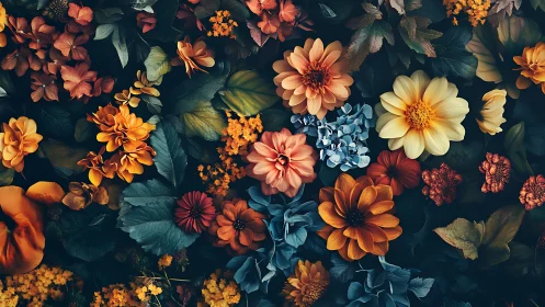 Vibrant Garden Blooms in Warm Autumn Colors