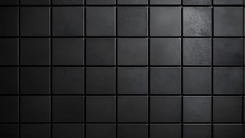 Matte black ceramic tile grid reveals subtle surface patina