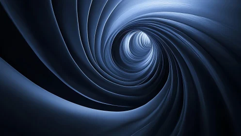 Abstract swirling tunnel in deep blue tones, digital art style.