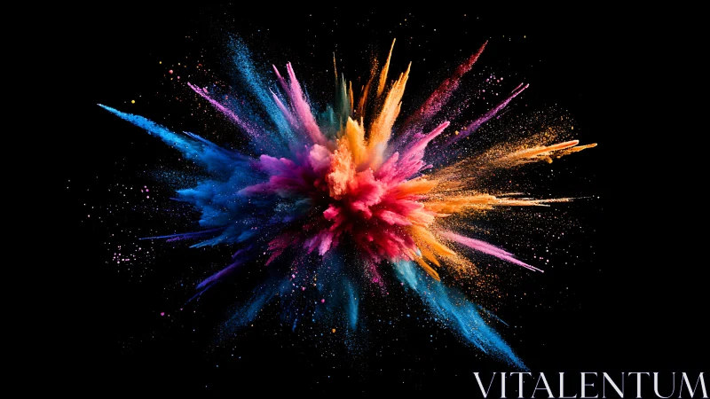 Radial pigment explosion captures high-speed multicolor powder dynamics