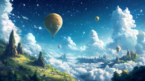 Sky lantern kingdoms drift above a sea of painted clouds