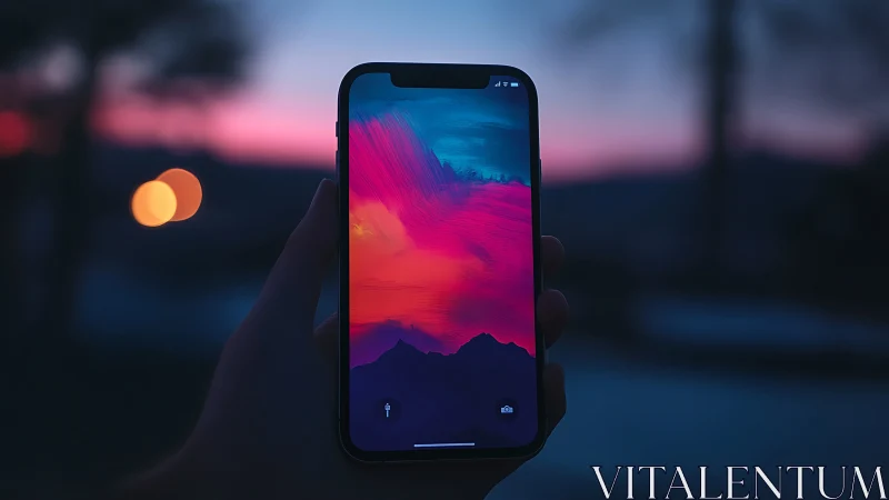 Neon Sunset Portal: A Smartphone Glows with Electric Dreams.
