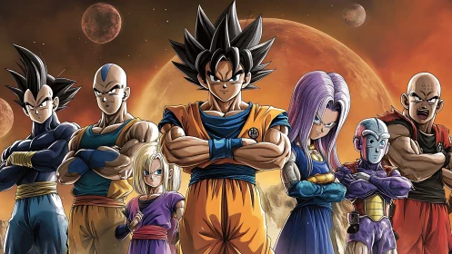 Dragon Ball Z heroes stand united on alien world.