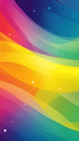 Prismatic wave ribbons drift through a glittering rainbow night.