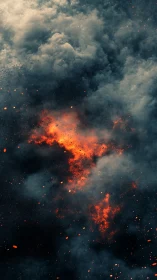 Explosive Cosmic Tempest: Fire and Nebula Convergence.