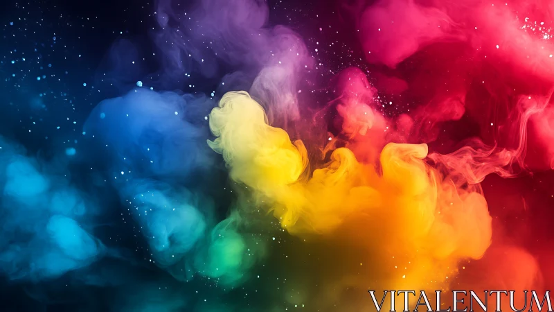 Prismatic nebula swirls ignite a cosmic cloud of color.