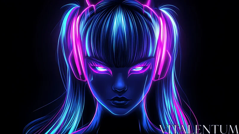 Neon-lit cyber DJ portrait uses high-contrast bioluminescent rim lighting