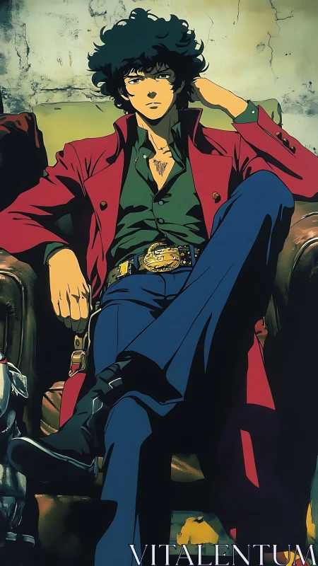 Reclining space drifter lounges in crimson-coated cool