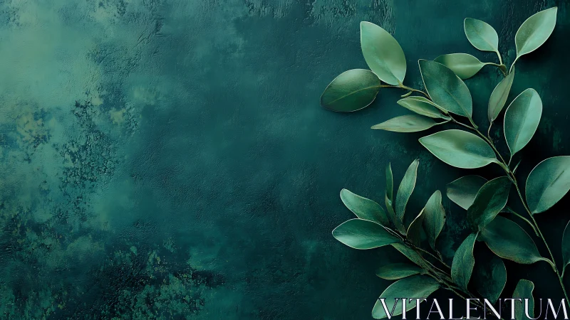 Whispering emerald leaves against deep forest teal walls.