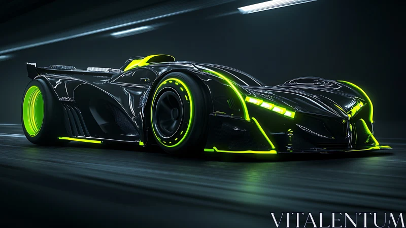 Neon-lit future racer streaking through a midnight tunnel.