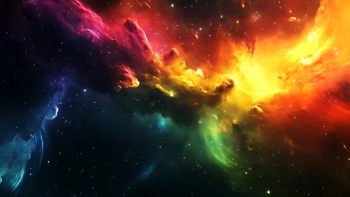 Radiant cosmic nebula swirls in vibrant, glowing starlight