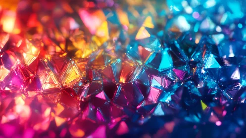 Shimmering crystal triangles glow in a vivid rainbow dream