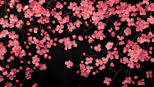 Pink Blossoms Dance Against the Night Sky