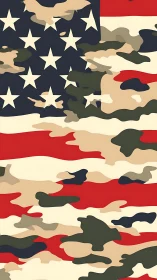 Camouflage United States flag abstraction in flat vector art.
