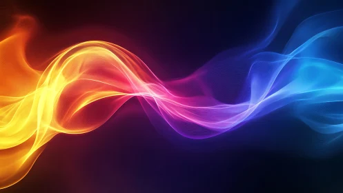 Neon Waves Flowing Across Dark Space