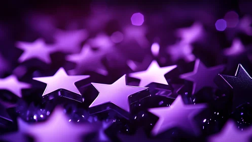 Luminous violet star shapes glow in dreamy soft focus.