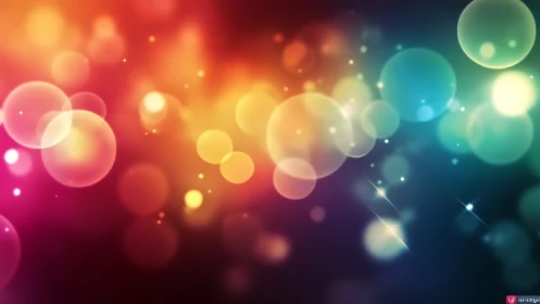 Abstract bokeh orbs in radiant multicolor digital field.