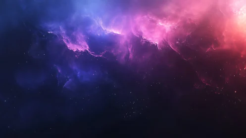 Gentle nebula glow in swirling pink and violet night sky.