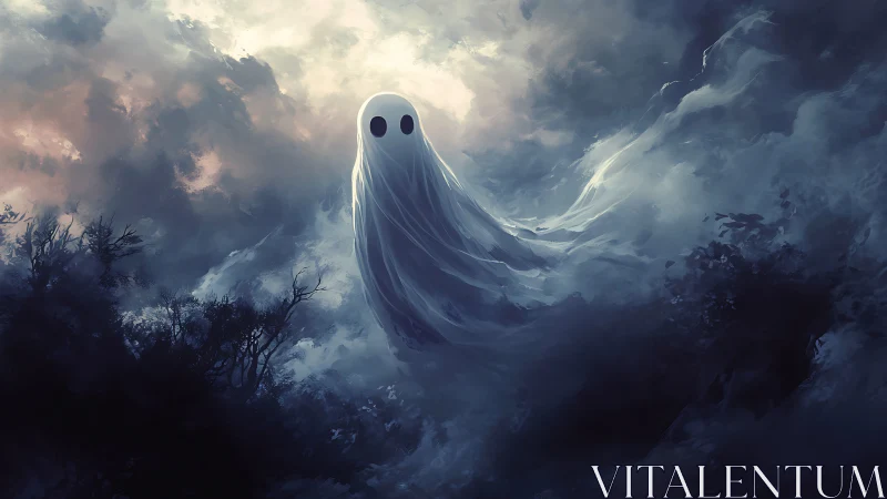 Soft-eyed storm ghost drifts calmly through thunderclouds