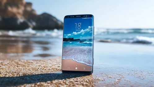 Smartphone Portal to Paradise: Digital Gateway Meets Coastal Splendor.