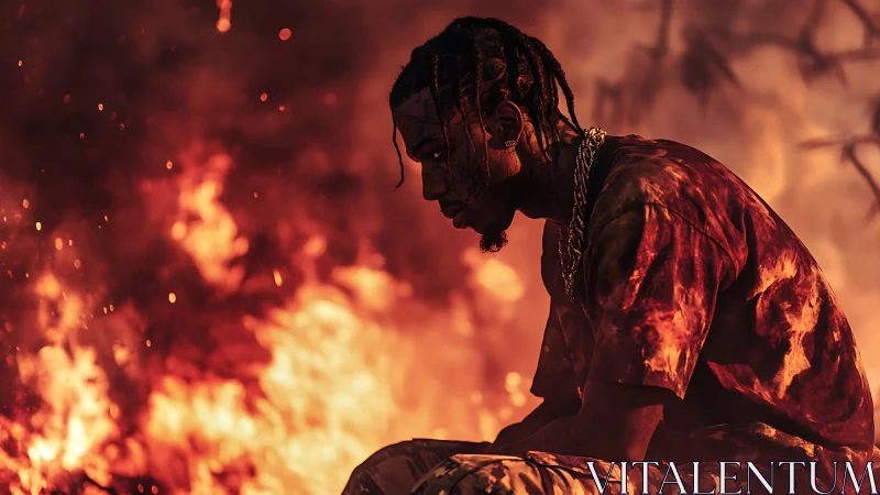 Inferno's Silhouette: Chains in Flame.