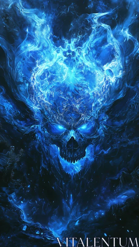 Blue inferno wraith grinning from the heart of the void.