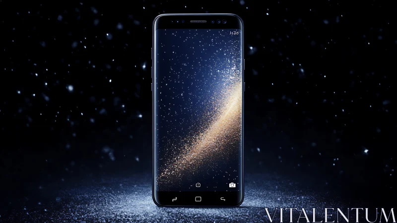 Smartphone with Particle Display and Dark Background