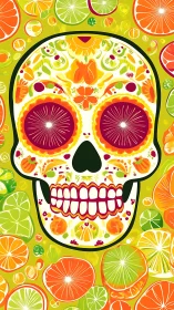 Citrus sugar skull carnival bursting with juicy color joy.