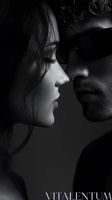 Profile Study: Two Figures in Close Proximity Black and White