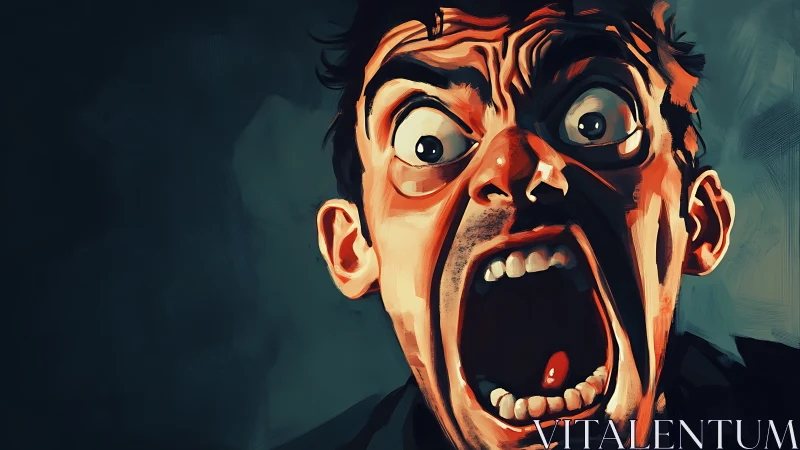 Wide-Eyed Howl In Neon Shadows, Panic Caught Mid-Scream.