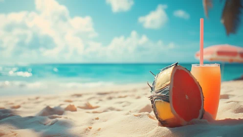 Tropical Beach Cocktail with Dragon Fruit