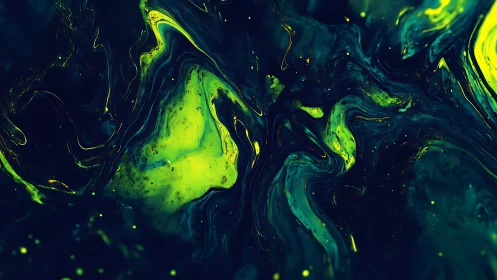 Neon tidal rivers swirl through midnight cosmic oceans