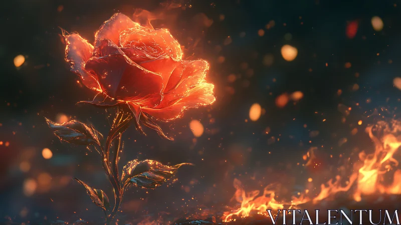 Crimson bloom ignites against the void in fiery splendor