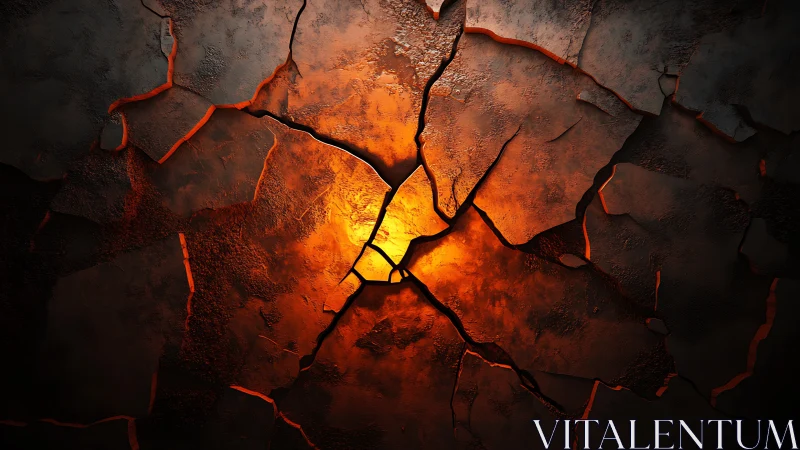 Molten Lava Breach Through Cracked Earth Surface