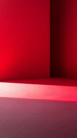 Minimalist red corner with planar light gradient and shadow geometry