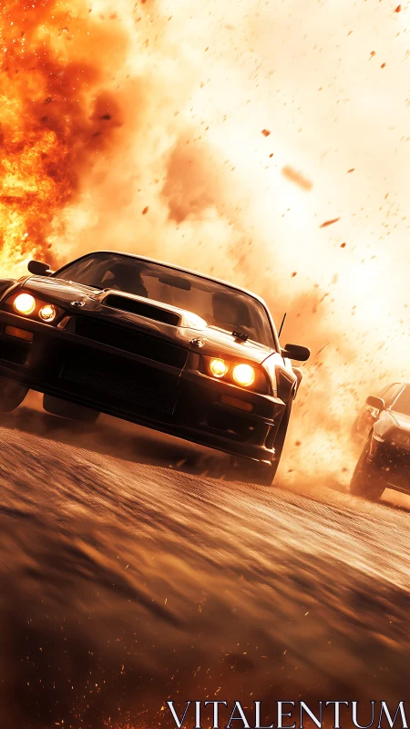 Firestorm street racers punching through a blazing inferno.
