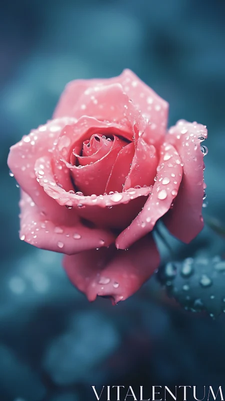 Pink Rose with Moisture Droplets.