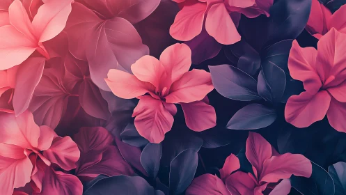 Layered Pink Floral Composition with Depth and Translucency Effects