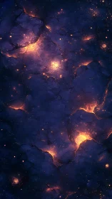 Volcanic nebula clouds glow through fractured cosmic dark