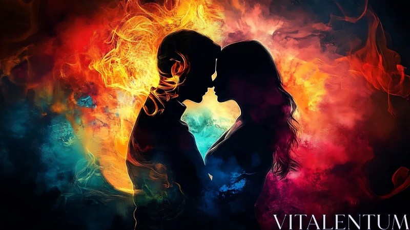 Two Souls Connected in a Vibrant Dance of Fire and Ice