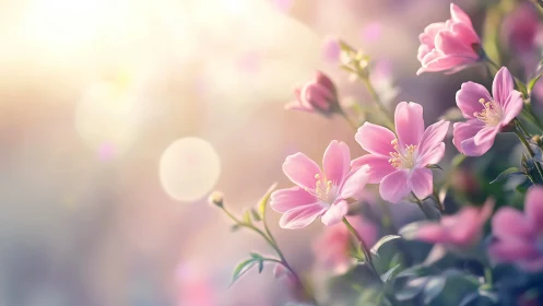 Soft Pink Blossoms Dance in Gentle Spring Light.