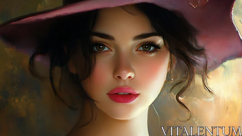 Digital portrait shows young woman in wide-brimmed hat