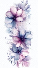 Soft watercolor blossoms drift in a dreamy vertical cascade