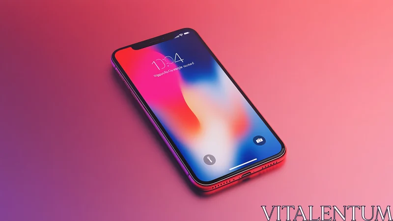 Modern iPhone X smartphone displayed against vibrant gradient background.